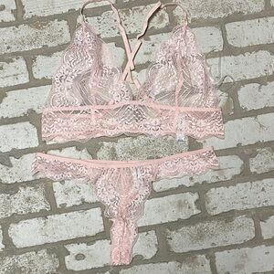 Dreamgirl Soft Pink Lace Bra and Panty Set